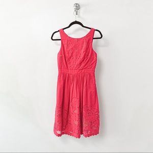 Anthro Moulinette Soeurs‎ Rhododendron Fall Prep Chic Lace Pink Rose Mini Dress